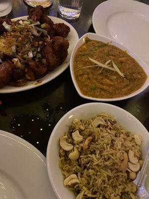 Chilli Gobi, vegetable Lanbar & Veg biriyani   at Namaste Village Norwich in Norwich
