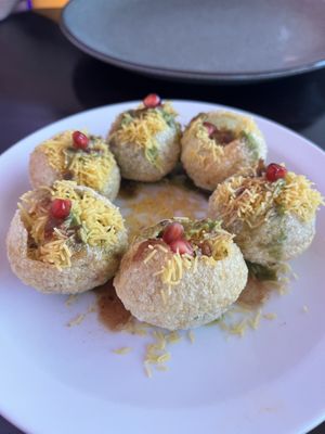 Masala Puri - you put the whole thing in your mouth!   at Namaste Village Norwich in Norwich