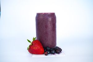 Anti-Oxidant Smoothie made from acai, blueberries, Moringa, strawberries, spinach, and apple at Glowing Plant Based Eatery in Los Angeles