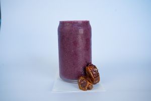 **FAN FAVE** Med-Date Smoothie made from: blueberries, banana, raw coconut, dates, chia seeds, and gotu kola at Glowing Plant Based Eatery in Los Angeles