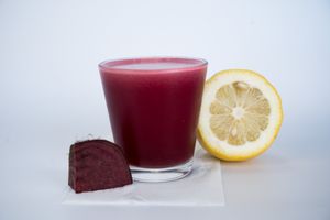 Liver fixation tonic made from Bok choy, chard, green apple, and wheatgrass at Glowing Plant Based Eatery in Los Angeles