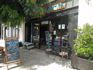 a view from the street at Glowing Plant Based Eatery in Los Angeles