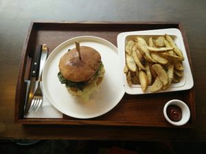 double cheese burger with fries at Huggers - 허거스 in Seoul