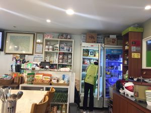 The store section. The owner is so nice and helpful: she is ready with her Papago on her iphone to translate speech of foreigners.  at Veg Green in Seoul