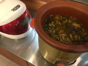 Miso soup with veggies.  at Veg Green in Seoul