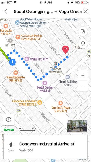 Get off at the first stop (Dongwon Saneob) after the river, go to the crosswalk and follow the directions in this map. 300 meters walk. Easy to find.  at Veg Green in Seoul