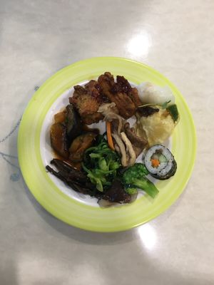 You have to try the vegan BBQ meat and fried chicken when you‘re there!  at Veg Green in Seoul