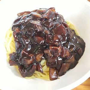 채식 짜장면/ chaeshik jjajangmyeon or vegan jjajangmyeon, which has bits of tofu in it. at Gawon - 가원 in Seoul