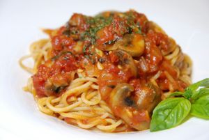 Tomato spaghetti at Yammy Green in Busan