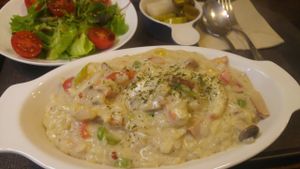 Button mushroom Soy Cream Risotto at Yammy Green in Busan