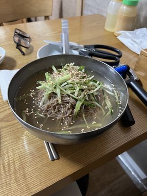Cold buckwheat noodles soup minus egg  at DunNae MakGukSu in Busan