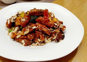 Spicy soy chicken at Vegenarang in Busan