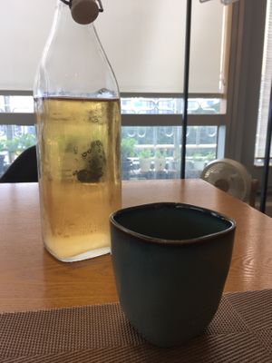 They called this “tea water"  at Vegenarang in Busan