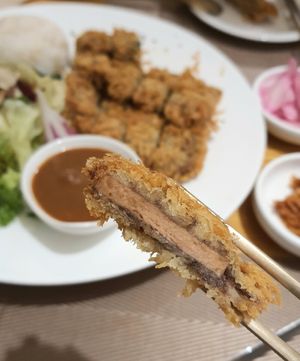 vegan pork cutlet - close-up at Vegenarang in Busan
