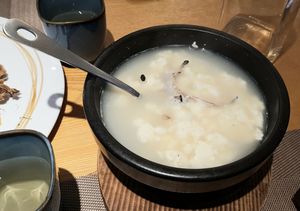 Silk tofu stew (part of Lotus Leaf Rice Set) at Vegenarang in Busan