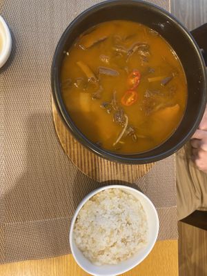 Spicy vegetable soup   at Vegenarang in Busan