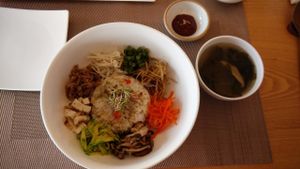 Wild vegetable bibimbap. at Vegenarang in Busan