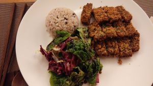 Black rice bean cutlet. Very crunchy and delicious.  at Vegenarang in Busan