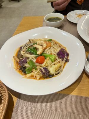 Spicy noodle dish, also really good!  at Vegenarang in Busan