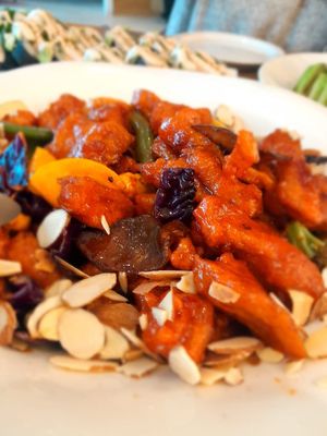 Seasoned spicy bean tofu at Vegenarang in Busan