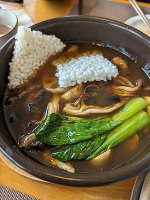 Mushroom stew at Vegenarang in Busan