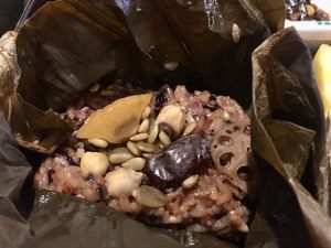 Lotus leaf rice  at Vegenarang in Busan