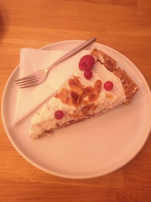 Raspberry-almond tart at Slodki Bez in Warsaw