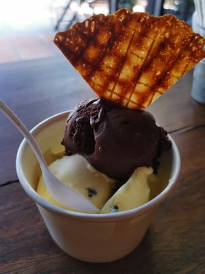Chocolate with pepper and passion fruit at Gelato Lab in Siem Reap