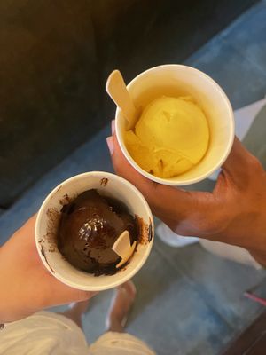 Chocolate and mango gelato  at Gelato Lab in Siem Reap