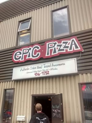 Outside at Epic Pizza in Whitehorse