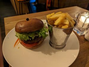 Cheese No Burger and Hand-Cut Fries at Meatless District - Da Costabuurt in Amsterdam