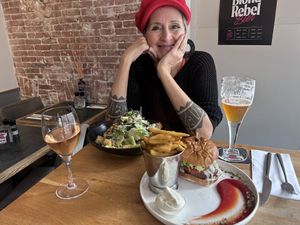 So much amazing food! We had the Cheese-less Burger, Caesar Salad, Crème Brûlée, Mushroom Bourguignon, Pot Pie, Roasted Cauliflower, Faux Gras, and more! Everything was epic!  # at Meatless District - Da Costabuurt in Amsterdam