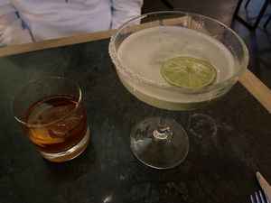 Old fashioned (smoky and strong) and Margarita (fresh and good) at Meatless District - Da Costabuurt in Amsterdam