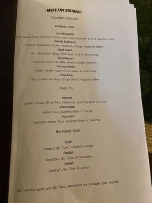 Cocktail menu Jan 2025  at Meatless District - Da Costabuurt in Amsterdam