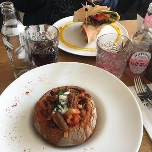 Goulash in bread and the golden G wrap. at Meatless District - Da Costabuurt in Amsterdam