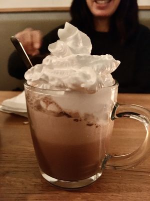 Hot chocolate with vegan whipped cream. at Meatless District - Da Costabuurt in Amsterdam