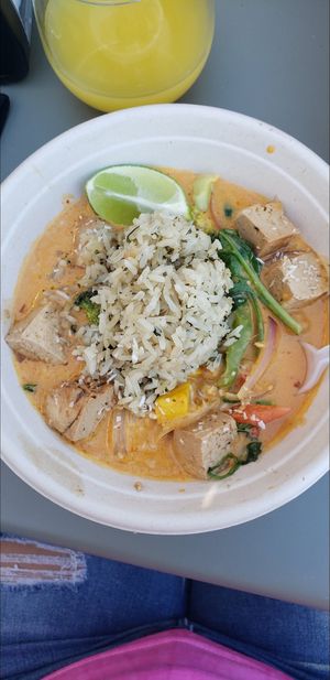 Seasonal coconut curry at Sticky Fingers Diner in Washington