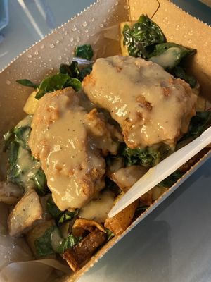 Chickpea steak platter with gravy 🔥 at Sticky Fingers Diner in Washington