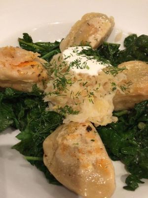 Pierogies with kale at Sticky Fingers Diner in Washington