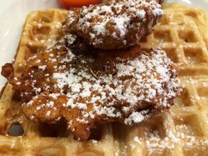 Seitan and waffles at Sticky Fingers Diner in Washington