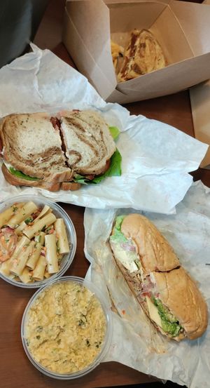 Grab n go meals - pastrami on rye, Italian sub, pasta salad and tuna salad at Sticky Fingers Diner in Washington
