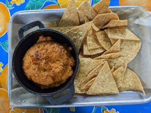 Buffalo cauliflower dip with tortilla chips at Sticky Fingers Diner in Washington