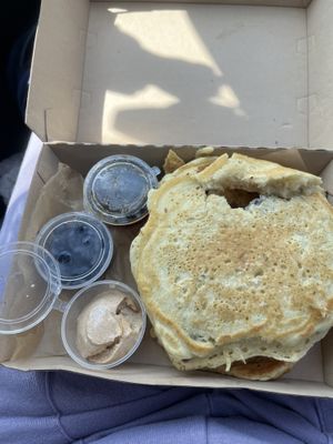 blueberry pancakes (togo)  at Sticky Fingers Diner in Washington