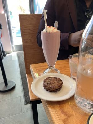 Impossible Sausage & Strawberry Milkshake   at Sticky Fingers Diner in Washington