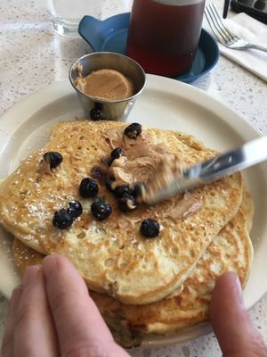 Blueberry pancakes with brown sugar butter at Sticky Fingers Diner in Washington