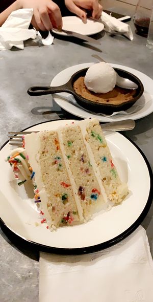 Skillet Cookie n Coconut Ice-cream, Funfetti Cake at Sticky Fingers Diner in Washington