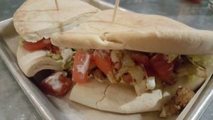 Shawarma with spiced cauliflower instead of the typical seitan at Sticky Fingers Diner in Washington