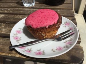 Orange vegan cake at Grace in Fitzroy