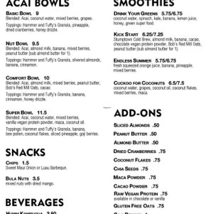 menu at Bula Kava House in Portland