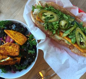 quick vegan asian food at Kiva in Portland